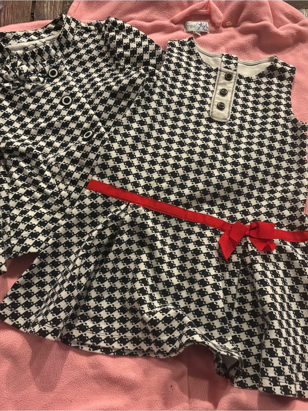 Gymboree Olivia Collection Black White Red Houndstooth Dress and Jacket 5T